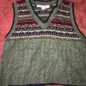 Cropped Vintage V Neck Sweater Vest